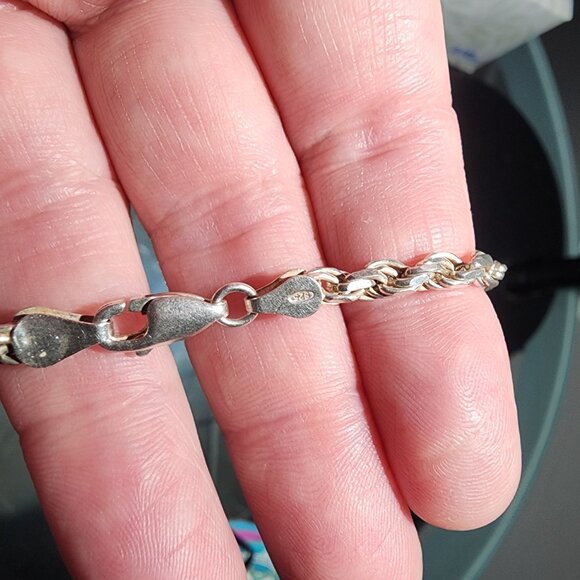 Vintage Italian 925 Sterling Silver Chain Necklace With Amethyst Crystal Pendant - Picture 10 of 10